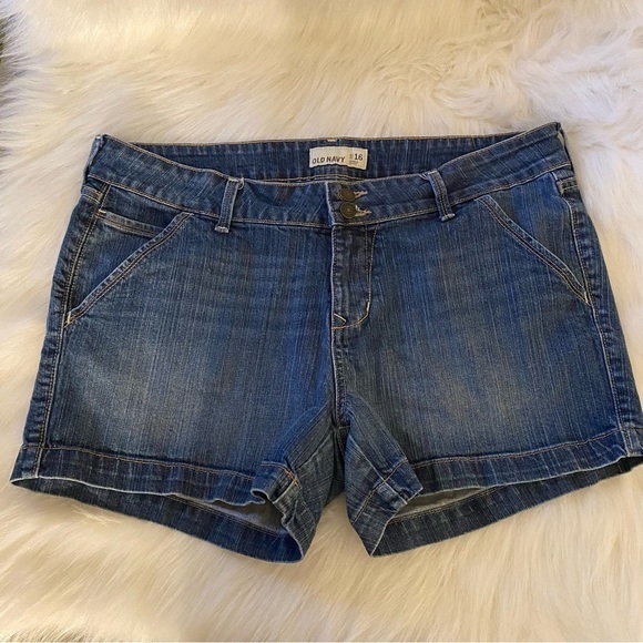 Old Navy Shorts Women’s Size 16 Blue Jean Double Button‎ Fly Zip - Picture 1 of 11
